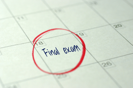 Photo of final exam on calendar
